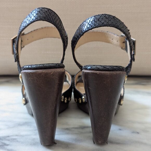 JIMMY CHOO Snake Print Leo Black Sandal IT38, US8 - Picture 3 of 6